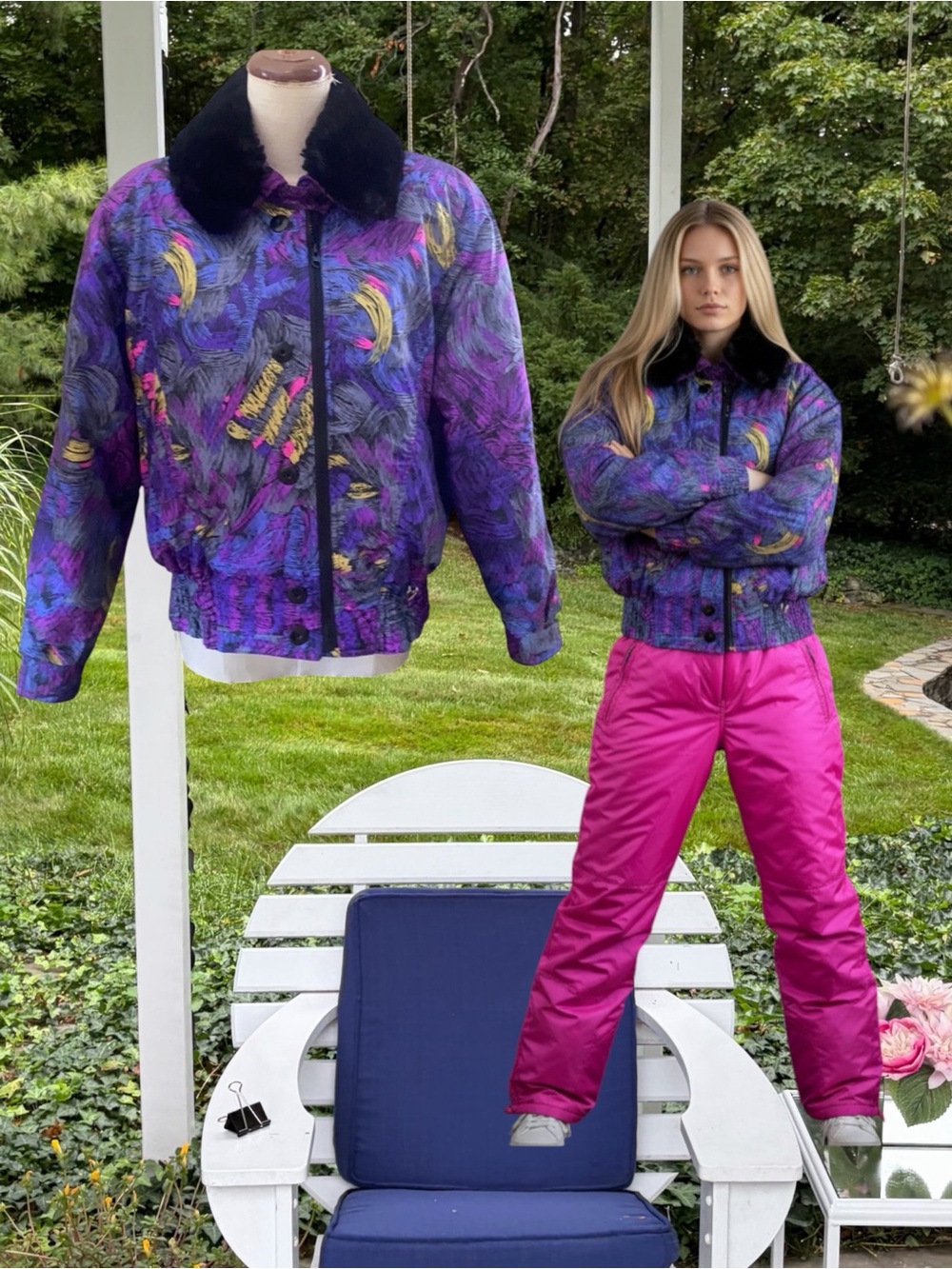 Columbus Day deal❄️🍁❄️Obermeyer Purple Patterned Ski Jacket with Black Collar